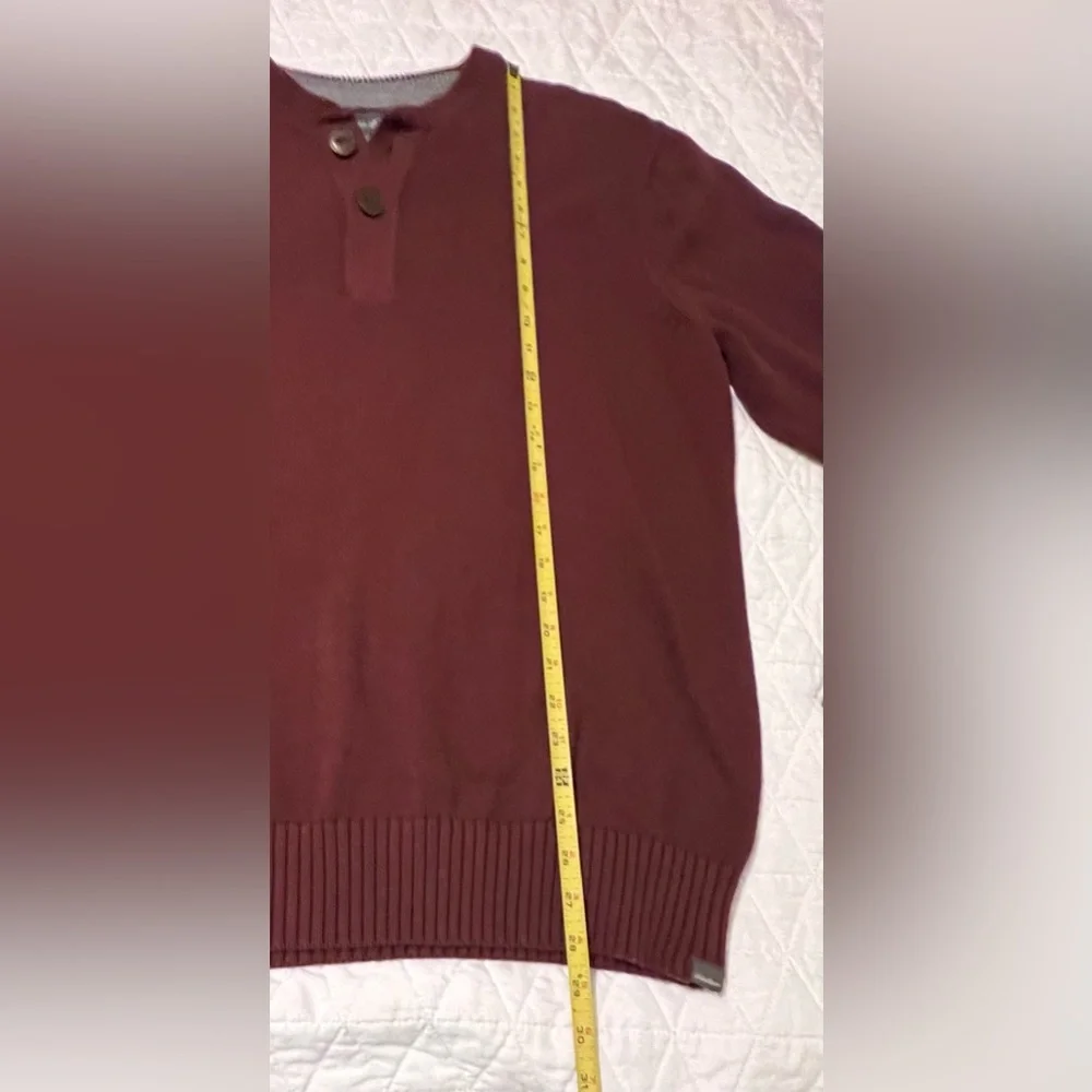 Eddie Bauer two button pullover sweater 100% cotton rust/burgundy Size Large - Picture 5 of 10